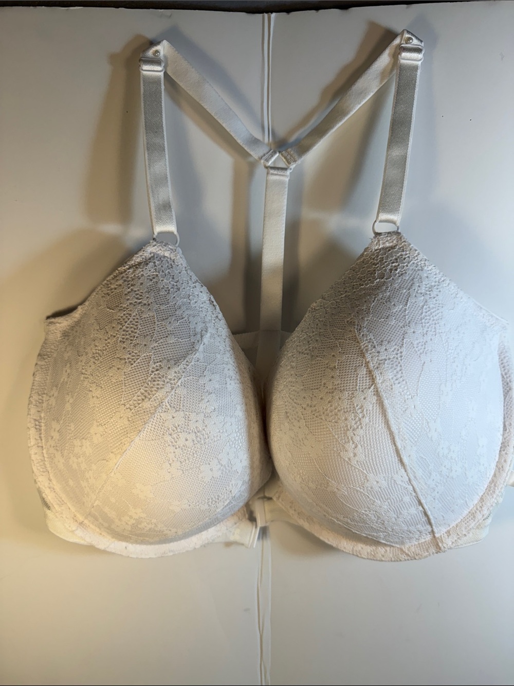 Victoria’s Secret Lace T-Back Push-Up Bra - white